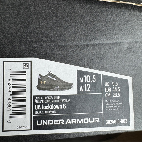 Under Armour UA Lockdown 6 Basketball Shoes Black Gold Men Sizes 10.5, 11.5 - Picture 6 of 7